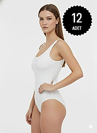 Sıla Sella 210 Viskon Kalın Askı Beyaz Kancalı Body 12'li Paket