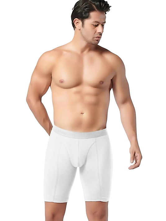 Gümüş İç Giyim 4074 Erkek Likralı Uzun Boxer Beyaz 6 Lı Paket