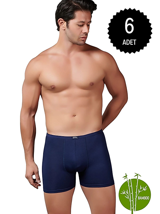 Gümüş İç Giyim 8007 Bambu İnce Bel Elastan Boxer 6 lı Paket