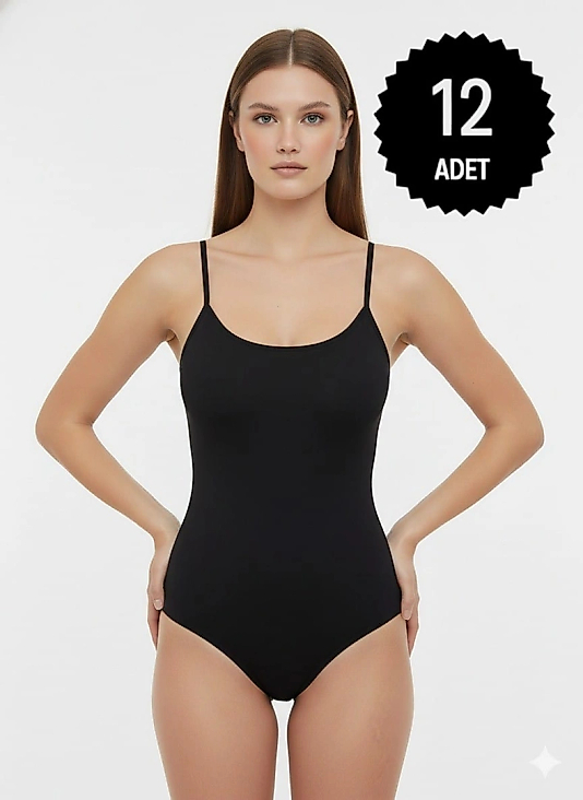 Sıla Sella 200 Viskon İp Askı Siyah Kancalı Body 12'li Paket