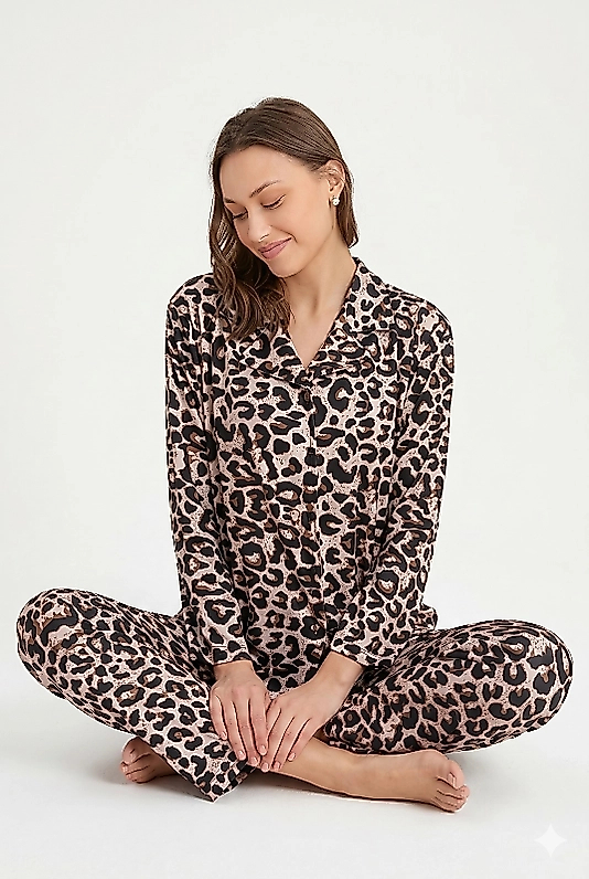 Manolya Milan Kumaş Düğmeli Pijama Takım