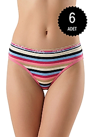 Gümüş 6019 Gökkuşağı Desenli Bikini Karışık 6'lı Paket