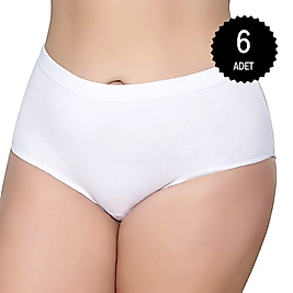Gümüş 3040 Kadın Yüksek Bel Ribana Bato Külot Beyaz 6 lı Paket