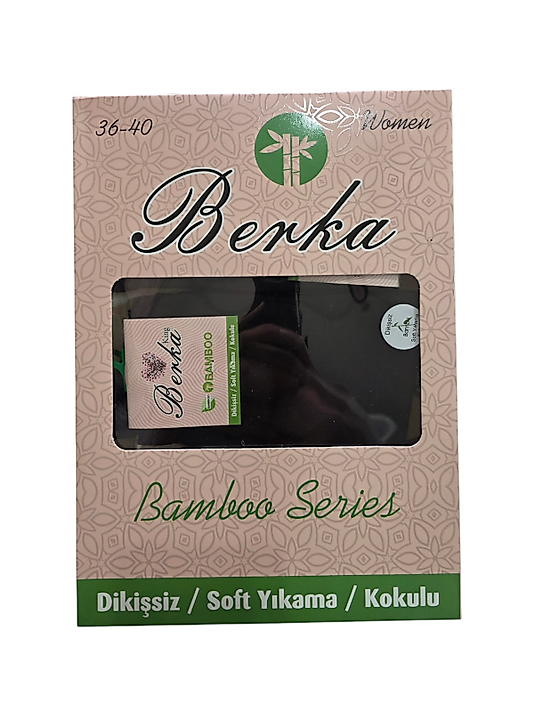 Berka Kadın Bambu Dikişsiz Soket Çorap Siyah 12'li Paket