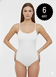 Sıla Sella 200 Viskon İp Askı Beyaz Kancalı Body 6'lı Paket