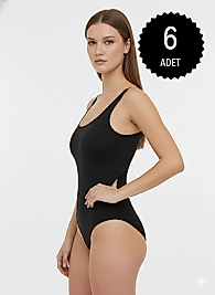 Sıla Sella 210 Viskon Kalın Askı Siyah Kancalı Body 6'lı Paket
