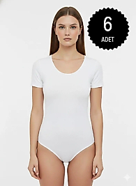Sıla Sella 203 Viskon Yarım Kol Beyaz Kancalı Body 6'lı Paket
