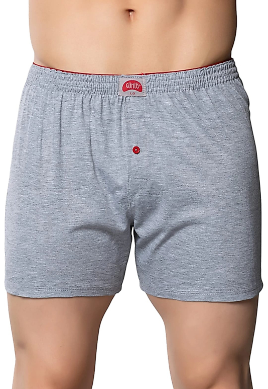 Gümüş 4020 Erkek Penye Havlu Bel Düz Boxer Gri 12 li Paket