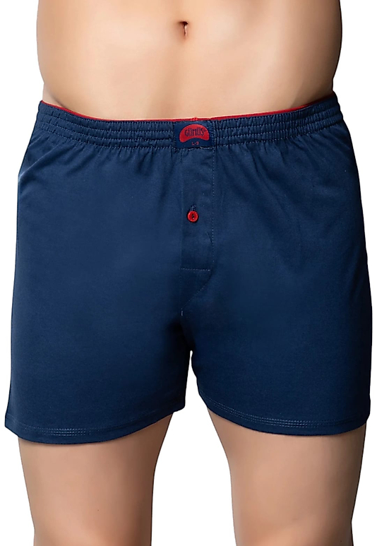 Gümüş 4020 Erkek Penye Havlu Bel Düz Boxer Lacivert 12 li Paket