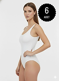 Sıla Sella 210 Viskon Kalın Askı Beyaz Kancalı Body 6'lı Paket