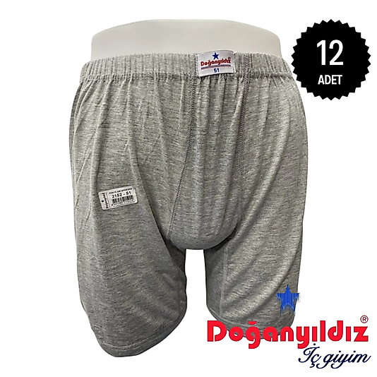 Doğan Yıldız 2152 Penye Erkek Paçalı Külot Gri 12 li Paket