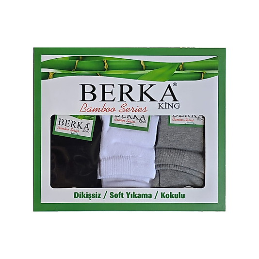 Berka Erkek Bambu Kısa Konç Çorap Beyaz 12'li Paket 40-44