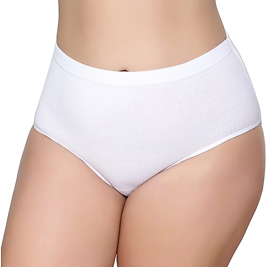 Gümüş 3092 Kadın Yüksek Bel Çizgili ( Fitilli ) Bato Külot Beyaz 6 lı Paket