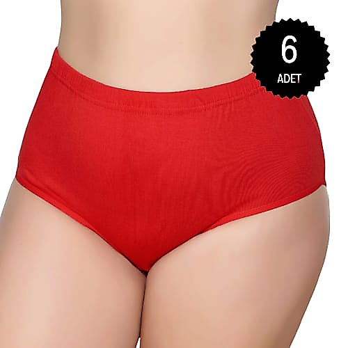 Gümüş 3041 Kadın Yüksek Bel Ribana Bato Külot Kırmızı 6 lı Paket
