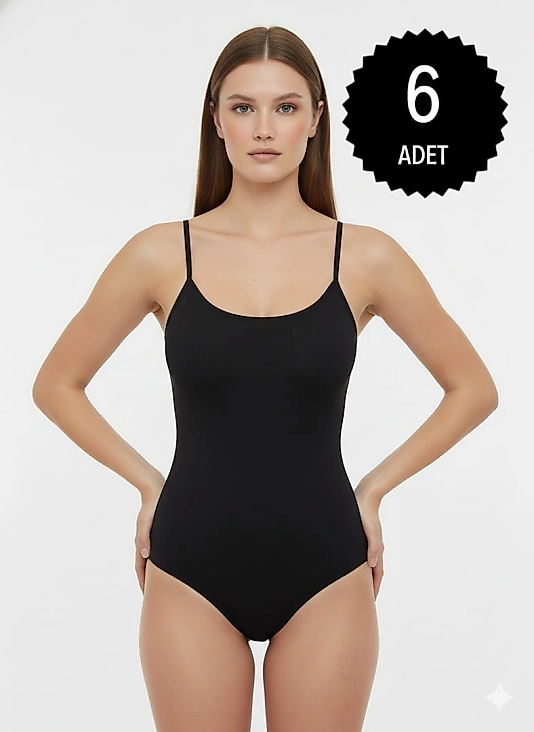 Sıla Sella 200 Viskon İp Askı Siyah Kancalı Body 6'lı Paket