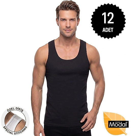 Gümüş İç Giyim 7001 Gümüş Erkek Modal Süper İnce Atlet 12 Li Paket
