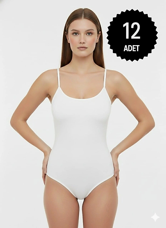 Sıla Sella 200 Viskon İp Askı Beyaz Kancalı Body 12'li Paket