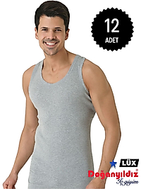 Doğan Yıldız 1310 Lüks Ribana (Likralı) Erkek Askılı Atlet Gri 12 lİ Paket