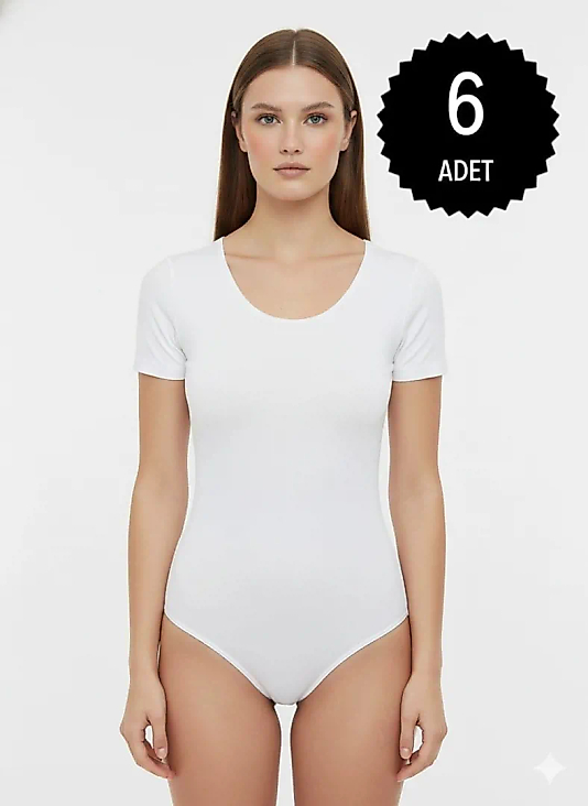 Sıla Sella 203 Viskon Yarım Kol Beyaz Kancalı Body 6'lı Paket