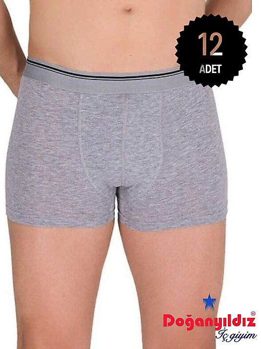 Doğan Yıldız 2810 Likralı Vücudu Saran Boxer Gri 12 li Paket