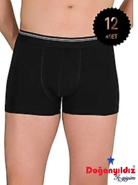 Doğan Yıldız 2810 Likralı Vücudu Saran Boxer Siyah 12 li Paket