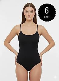 Sıla Sella 200 Viskon İp Askı Siyah Kancalı Body 6'lı Paket