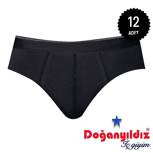 Doğan Yıldız 2850 Likralı Vücüdu Saran Erkek Slip Külot Siyah 12 li Paket