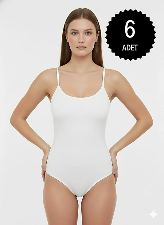 Sıla Sella 200 Viskon İp Askı Beyaz Kancalı Body 6'lı Paket