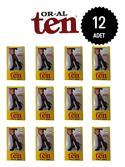 Oral Ten Kadın 20 Denye İnce Rengi Dizaltı Çorap 12 Li Paket